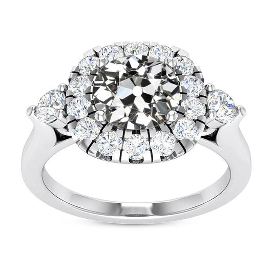 Halo Ring Runder Alter Minenschliff Naturliche Diamant 14K Weißgold 6,50 Karat - harrychadent.ch