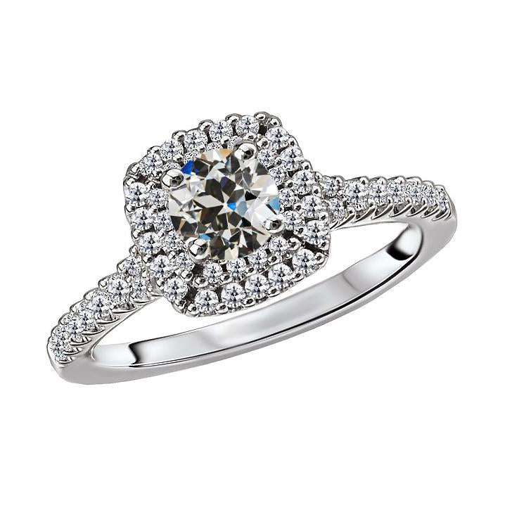 Halo Ring Runder Altschliff Echt Diamant 14K Gold Schmuck 4,50 Karat