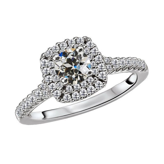 Halo Ring Runder Altschliff Echt Diamant 14K Gold Schmuck 4,50 Karat