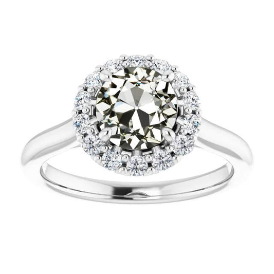 Halo Ring Runder Altschliff Echt Diamant 14K Weißgold 5 Karat Schmuck - harrychadent.ch