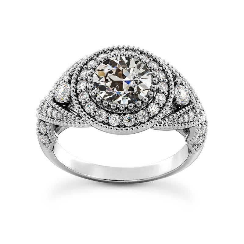 Halo Ring Runder Altschliff Naturliche Diamant Milgrain Antique Style 5.50 Karat