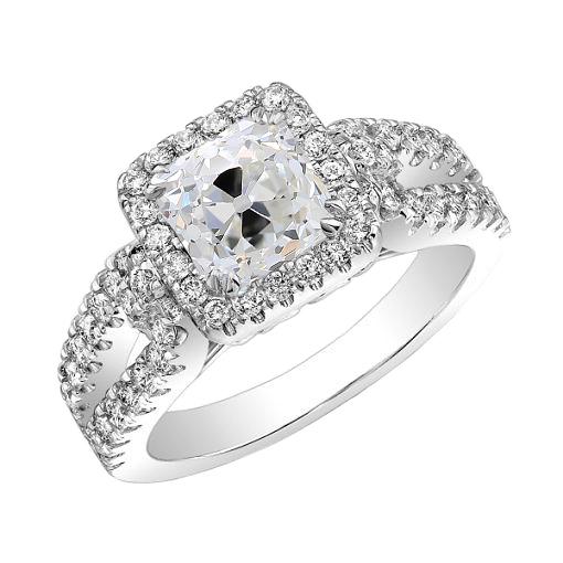 Halo Ringkissen alter Bergmann Natürlich Diamant 2,50 Karat Doppelschaft - harrychadent.ch