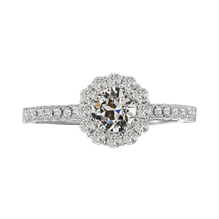 Halo Runden Alter Bergmann Echt Diamant Jubiläumsring 14K Weißgold 4 Karat