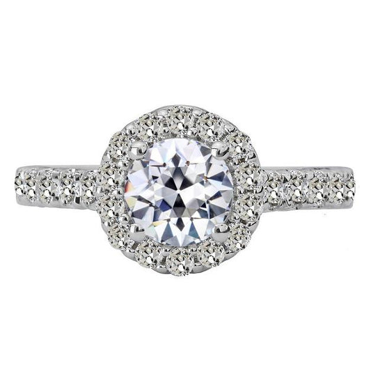 Halo Runden Alter Bergmann Echt Diamant Jubiläumsring Mit Akzenten 6 Karat