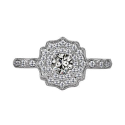 Halo Runden Alter Bergmann Echt Diamantring Blume Vintage-Stil 3.50 Karat