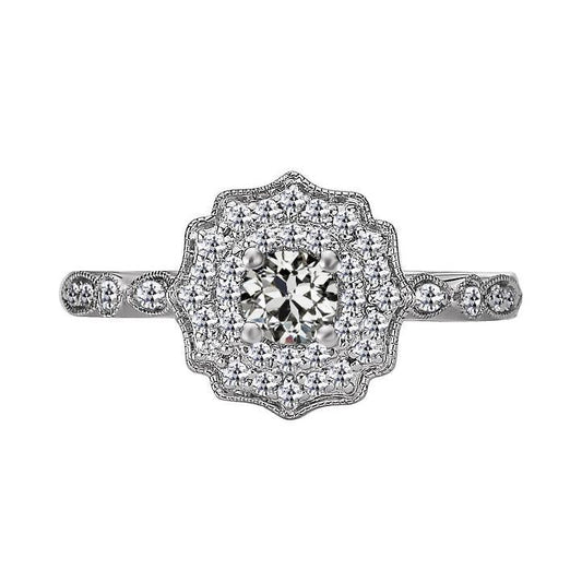 Halo Runden Alter Bergmann Echt Diamantring Blume Vintage-Stil 3.50 Karat