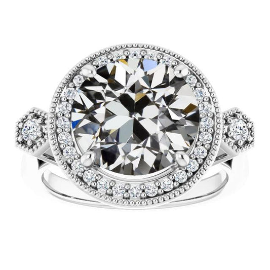 Halo Runden Alter Bergmann Echt Diamantring Damenschmuck 7.50 Karat