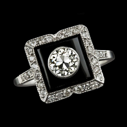 Halo Runden Alter Bergmann Echt Diamantring Schwarzes Rhodium & Gold 3,25 Karat