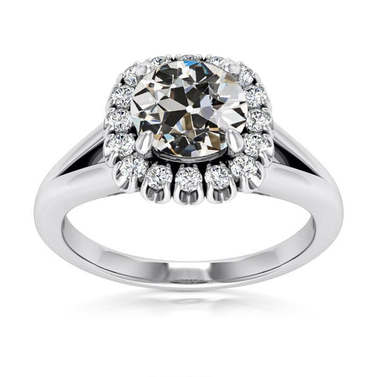 Halo Runden Alter Bergmann Naturliche Diamant Ehering Split Shank 5.75 Karat