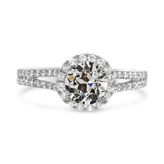 Halo Runden Alter Bergmann Naturliche Diamantring Gold Split Schaft 5 Karat