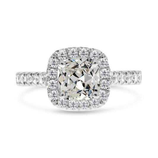 Halo Runden & Cushion Altschliff Echt Diamantring Mit Akzenten 8 Karat