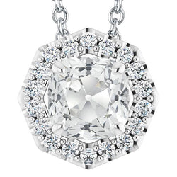 Halo Runden & Cushion Old Mine Cut Naturlich Diamant Anhänger 7,50 Karat