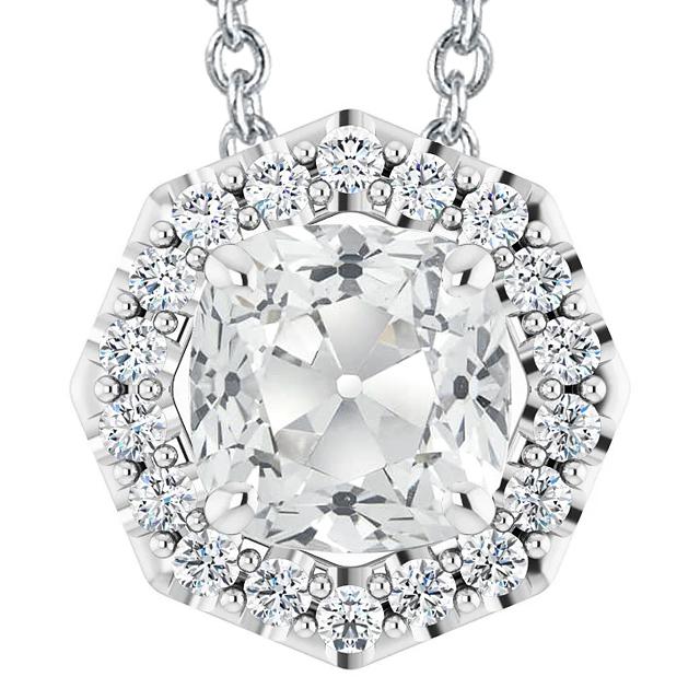 Halo Runden & Cushion Old Mine Cut Naturlich Diamant Anhänger 7,50 Karat - harrychadent.ch