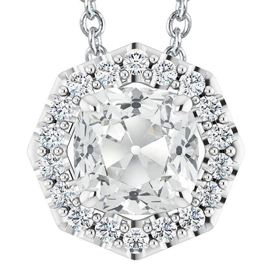 Halo Runden & Cushion Old Mine Cut Naturlich Diamant Anhänger 7,50 Karat - harrychadent.ch