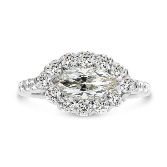Halo Runden & Marquise Old Mine Cut Echt Diamantring 9,50 Karat