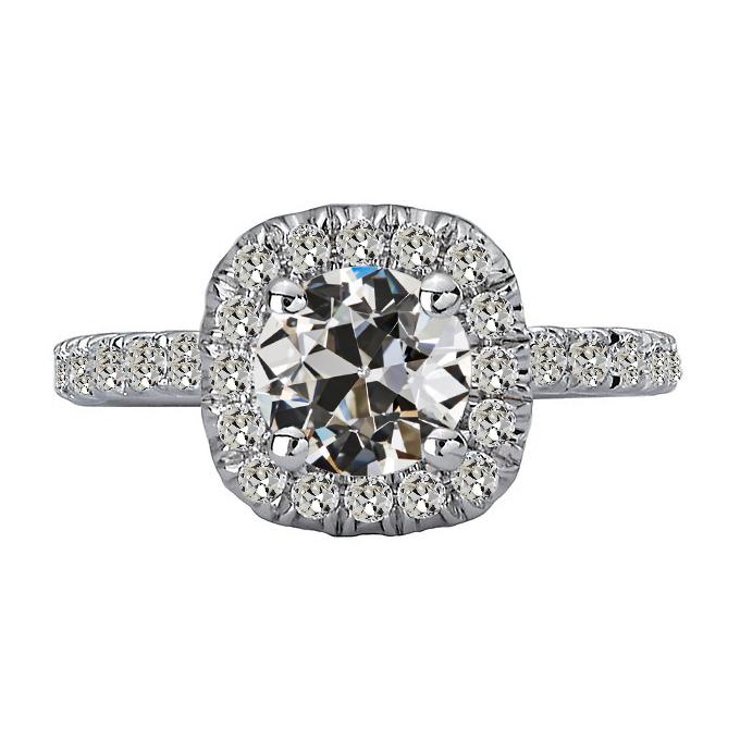 Halo Runden Old Mine Cut Echt Diamantring Krappenset 14K Gold 6 Karat - harrychadent.ch