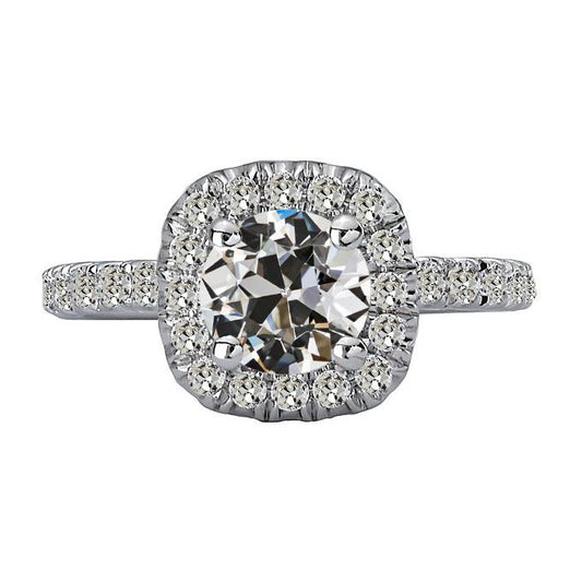 Halo Runden Old Mine Cut Echt Diamantring Krappenset 14K Gold 6 Karat - harrychadent.ch