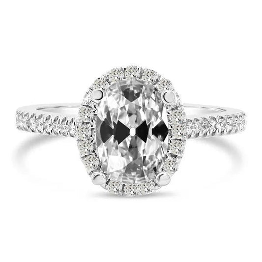 Halo Runden & Oval Alter Bergmann Naturlich Diamantring Damen Schmuck 6.50 Karat - harrychadent.ch