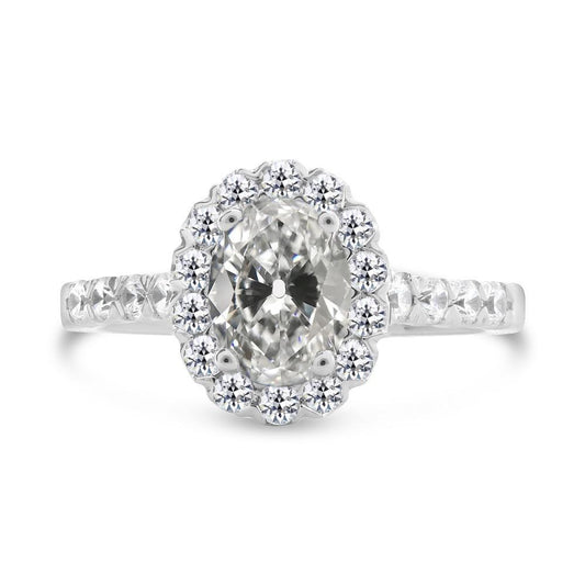 Halo Runden & Oval Old Mine Cut Echt Diamantring Weißgold 6 Karat - harrychadent.ch