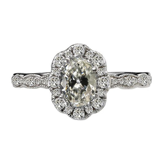 Halo Runden & Oval Old Mine Cut Natürlich Diamantring Damenschmuck 5 Karat - harrychadent.ch