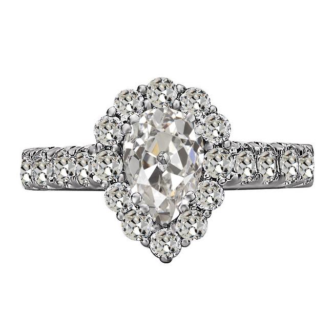Halo Runden & Pear Old Cut Echt Diamant Jubiläumsring Gold 6 Karat - harrychadent.ch