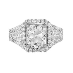 Halo Runden & Trapezoid Ringkissen Alter Bergmann Natürliche Diamants 4,50 Karat