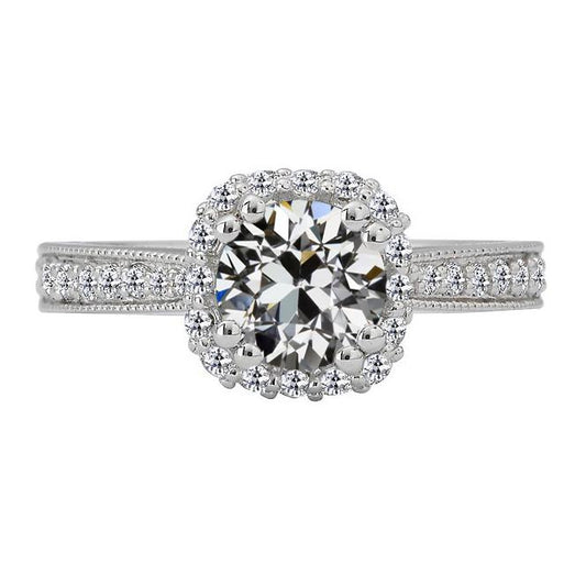 Halo Runden alter Bergmann Echt Diamantring konischer Schaft 4,50 Karat - harrychadent.ch