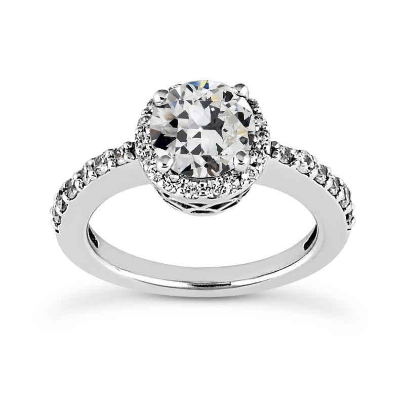 Halo Runder Alter Minenschliff Echt Diamant-Verlobungsring 4,25 Karat Gold - harrychadent.ch