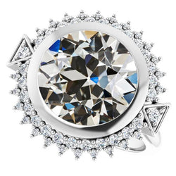 Halo Runder Alter Minenschliff Echt Diamantring Lünette Set Sternstil 8 Karat
