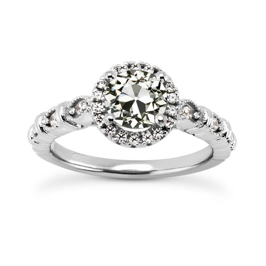 Halo Runder Alter Minenschliff Naturliche Diamantring Damen Schmuck 3,25 Karat