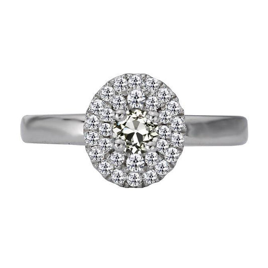 Halo Runder Altschliff-Echt Diamant-Gold-Verlobungsring 4 Karat