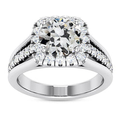 Halo Runder Altschliff Echt Diamantring 14K Gold Schmuck 7,50 Karat