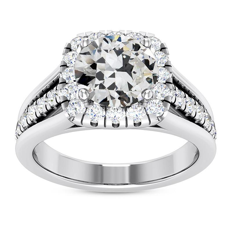 Halo Runder Altschliff Echt Diamantring 14K Gold Schmuck 7,50 Karat