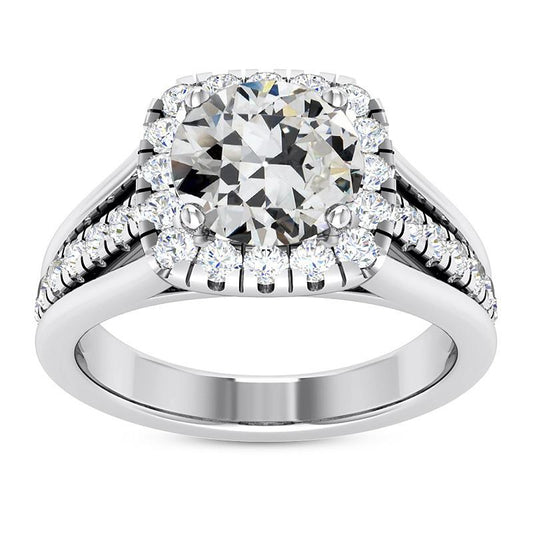 Halo Runder Altschliff Echt Diamantring 14K Gold Schmuck 7,50 Karat