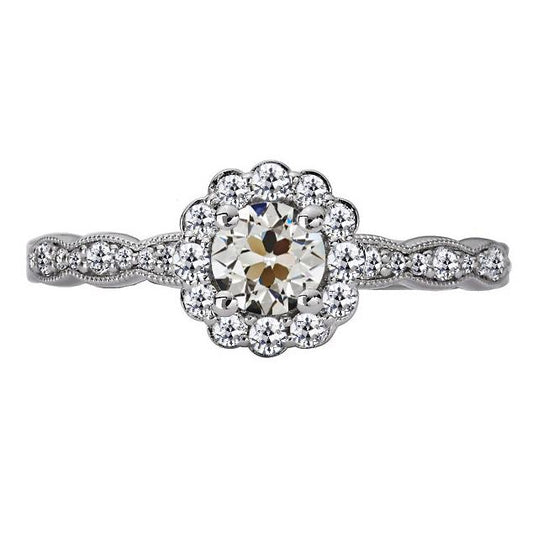 Halo Runder Altschliff Echt Diamantring Blumenstil 4,50 Karat