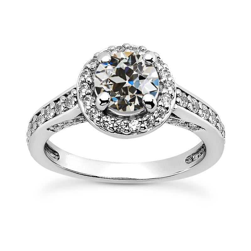 Halo Runder Altschliff  Echt Diamantring Gold Damenschmuck 4,50 Karat