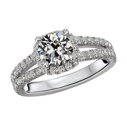 Halo Runder Altschliff Echt Diamantring Krappen Split Shank Schmuck 6 Karat