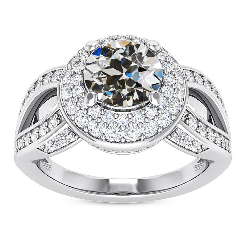 Halo Runder Altschliff Echt Diamantring Split Shank 8 Karat 14K Gold- harrychadent.ch