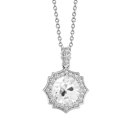 Halo Runder Echt Diamant Anhänger Old Mine Cut Krappenset 2,50 Karat