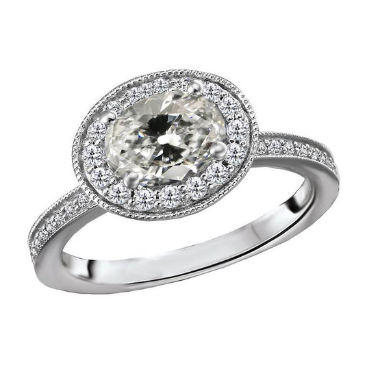 Halo Runder & Ovaler Altschliff-Echt Diamant-Verlobungsring 4,50 Karat