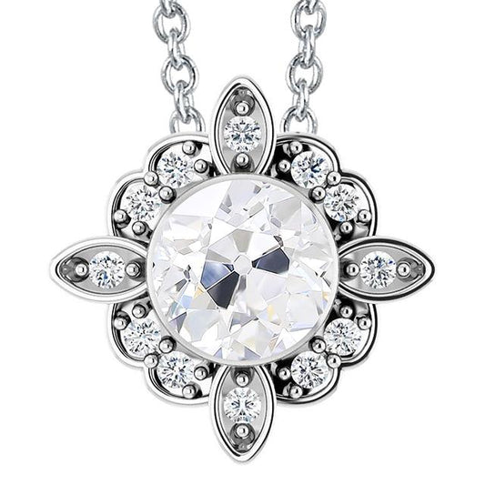 Halo Rundschliff Alter Bergmann Naturlich Diamant Anhänger Schiebelünette Set 5 Karat - harrychadent.ch