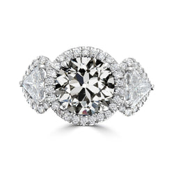 Halo Trillion & Runder Altschliff Naturlich Diamantring 8.50 Karat