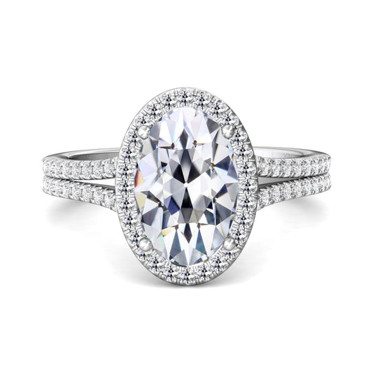 Halo Verlobungsring Oval Old Mine Cut Naturlich Diamant Split Shank 8 Karat - harrychadent.ch