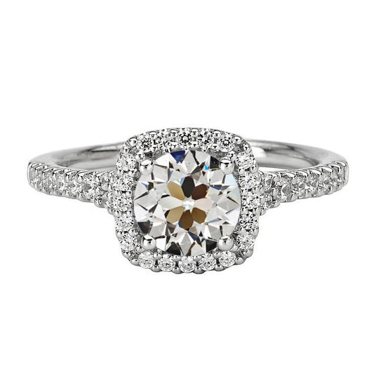 Halo Verlobungsring Rund Alter Bergmann Echt Diamant Weißgold 5 Karat