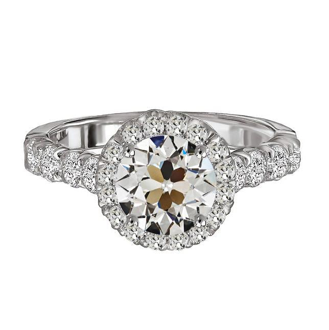 Halo Verlobungsring Runder Alter Europäischer Echt Diamant 6,50 Karat Gold