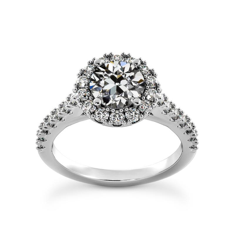 Halo Verlobungsring Runder Alter Minenschliff Naturliche Diamant 14K Gold 4,50 Karat
