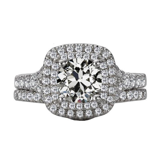 Halo Verlobungsring Set Old Mine Cut Natürlich Diamant Pave Set 6,50 Karat - harrychadent.ch