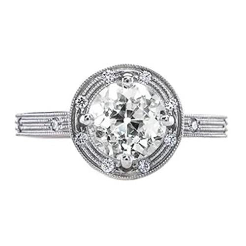 Halo Vintage-Stil Ring Rundschliff alter Bergmann Natürlich Diamanten 1,50 Karat - harrychadent.ch