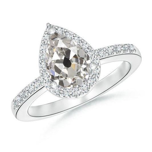 Jubiläum Halo Ring Birne Alteuropäischer 3 Karat Natürlich Diamanten Schmuck Großes Schnitzel - harrychadent.ch