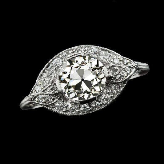 Jubiläums-Halo-Ring Old Cut Runden Echt Diamants 3 Karat Goldschmuck